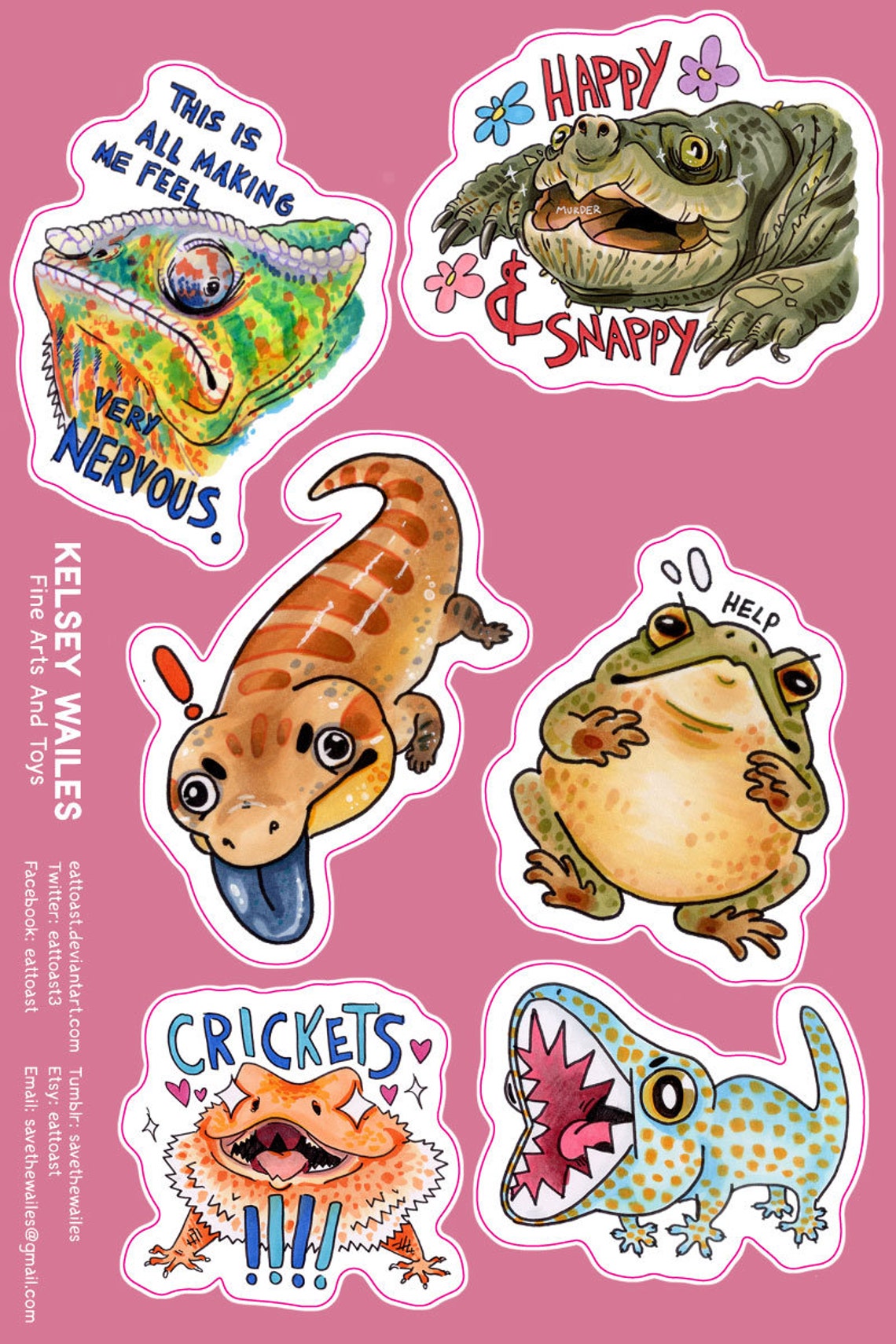 Reptiles Sticker Sheet Etsy