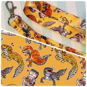 Leopard Gecko Pattern Double Sided Lanyard