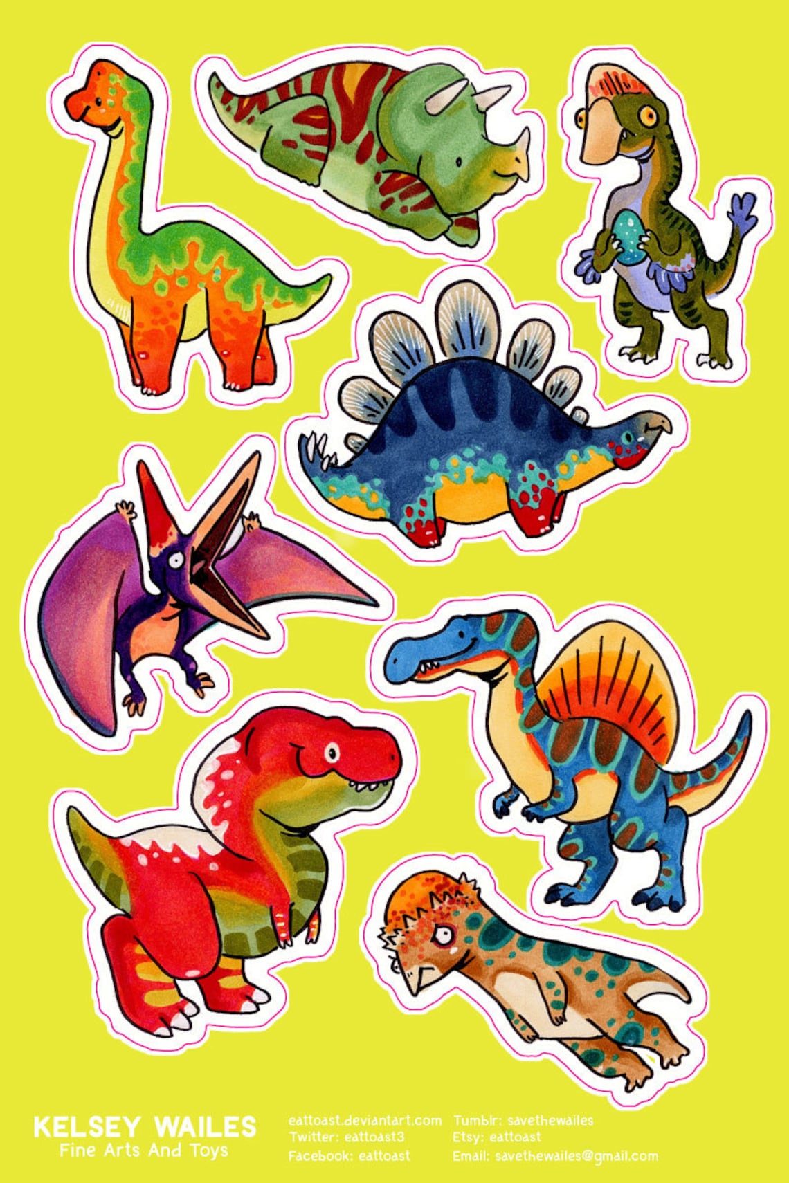 Dinosaur Sticker Sheet Etsy
