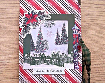 Home for the Holidays Christmas Junk Journal - Vintage Inspired - Handmade - Christmas Memories Journal