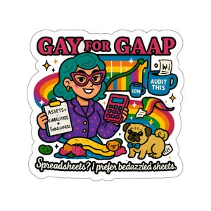 Gay For GAAP Accountant Pride vinyl gestanste sticker