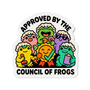 Approved by the Council of Frogs Vinyl Die Cut Weatherproof Magnet