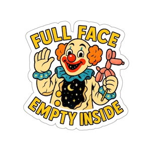 Full Face Empty Inside Clown Vinyl Die Cut Sticker