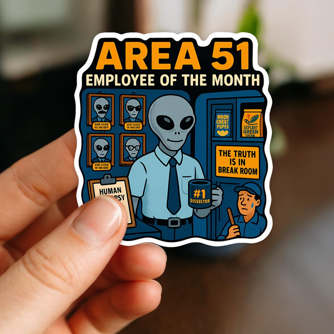 Area 51 Employee of the Month Alien Vinyl Die Cut Sticker - Etsy