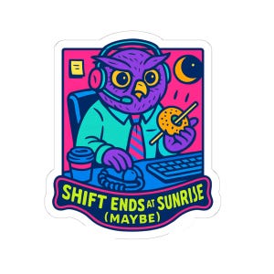 Sticker en vinyle découpé avec motif hibou Sunrise
