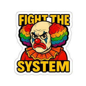 Pegatina troquelada de vinilo del payaso de Fight the System