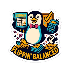 Flippin' Balanced Accountant Penguin gestanste sticker vinyl