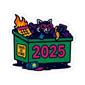 2025 Müllcontainer Feuer Waschbär Vinyl Die Cut Aufkleber