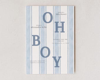 Zaproszenie na baby shower „Oh Boy” – do pobrania w wersji cyfrowej – do edycji