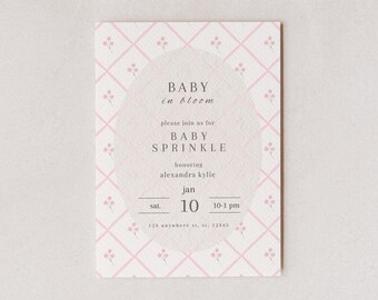 Gentle Baby In Bloom Baby strooi uitnodigen - digitale download - bewerkbaar