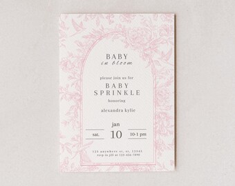Floral Baby In Bloom Baby strooi uitnodigen - digitale download - bewerkbaar