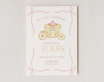 Princess Birthday Invitation: Royal Girl's Party, Editable Template, Digital Download