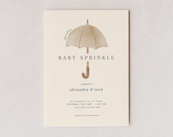 Neutralne zaproszenie na baby shower z motywem posypki – do pobrania w wersji cyfrowej – do edycji