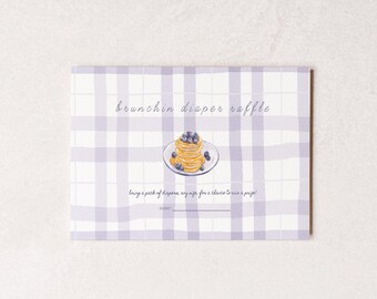 Bilet na loterię pieluchową „Plaid Pancake Baby Shower” – do pobrania w wersji cyfrowej – do edycji