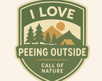 Lustiger Camping Aufkleber: I Love Pinkeln im Freien - Wandern Aufkleber