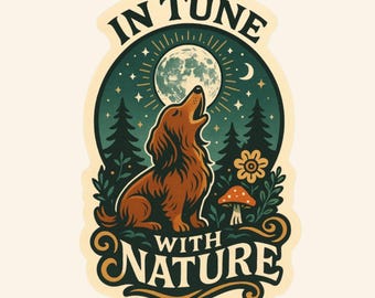 Dachshund Howling at Moon Sticker: Nature Series Waterproof Vinyl Decal