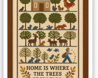 Folk Art Embroidery Vinyl Sticker: Home Quote, Cozy Cottage Decor