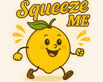 Retro Lemon Vinyl Sticker: Squeeze Me Funny Citrus Pun