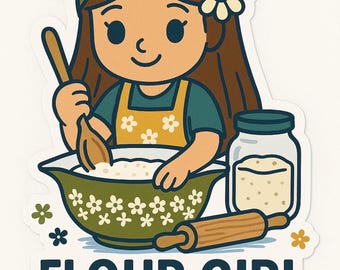 Flour Girl Sticker | Retro Kitchen Decor, Baking Lover