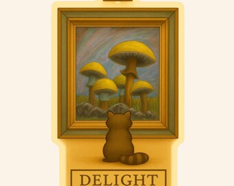 Raccoon & Mushroom Painting Sticker: Museum Series Waterproof Vinyl Decal