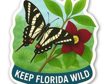 Palamedes Swallowtail on Florida Native Pawpaw – Keep Florida Wild Sticker