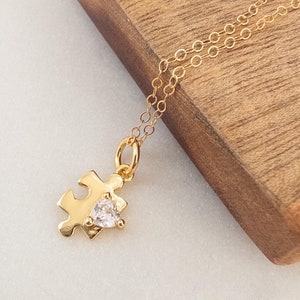 Autism Awareness Puzzle Piece Necklace Autism Mom Jewelry Gift Puzzle Charm Necklace Autism Support Gift for Teacher Autism Awareness Month