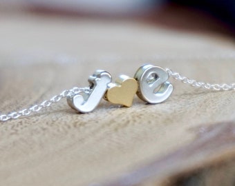 Personalized Couples Necklace Tiny Letters Necklace Anniversary Necklace Gift for Girlfriend Custom Initials Necklace for Valentine Gift