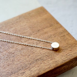 Silver Dot Necklace, Tiny Circle Necklace, Round Charm Necklace,Layering Necklace,Minimal Necklace, Everyday Necklace,Dainty Necklace image 1