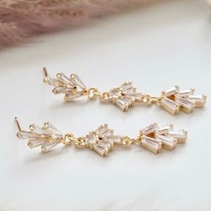 Crystal Gold Art Deco Earrings Boho Bridal Earrings Crystal Wedding Earrings 1920s Earrings Gatsby Earrings Vintage Bridal Fan Earrings