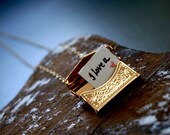 Envelope Locket Necklace - Vintage Locket Pendant Necklace, Locket Charm Necklace, Secret Message Necklace, Gold Locket, Gold Neck