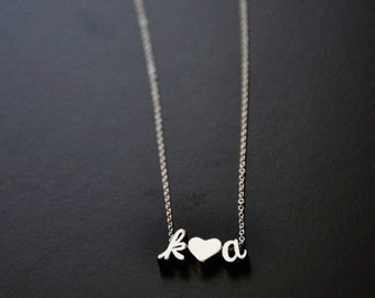 Customized Couples Necklace Script Cursive Initials Necklace in Silver Boyfriend Girlfriend Necklace Anniversary Gift Promise Necklace Gift