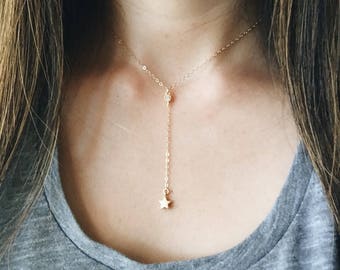 Star Y Necklace - Gold Star Necklace, Dainty Necklace, Star Choker Necklace, Gold Necklace, Minimal Necklace,Simple Necklace,Minimal Jewelry