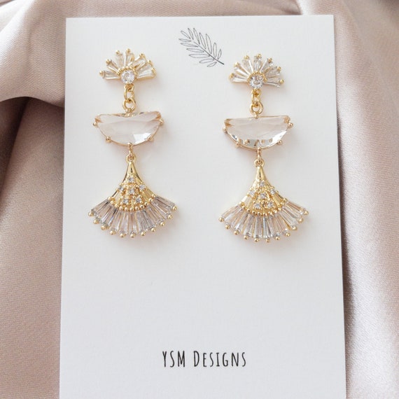 Small Opal Bridal Earrings in Silver | Wedding Dangle Earring