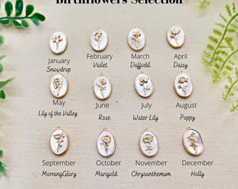 Birth Flower Charm, Birth Flower Pendant Add On, Birth Month Flower, Birthday Month Flower, Personalized Birthflower Charm Add On.
