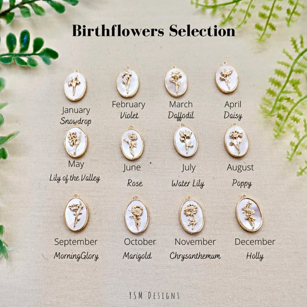 Birth Flower Charm, Birth Flower Pendant Add On, Birth Month Flower, Birthday Month Flower, Personalized Birthflower Charm Add On.