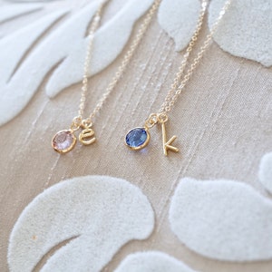 Personalized Birthstone Initial Necklace Birthstone Necklace, Mommy Necklace, Gift for Mom, Grandma Gift, Children's Initials Necklace image 5