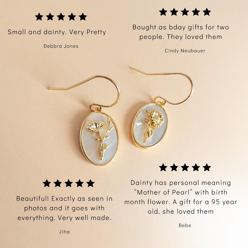 Custom Birth Month Flower Earrings, Personalized Birthflower Earrings, Dainty Gold Earrings, Simple Flower Earrings, Gift for Her image 8