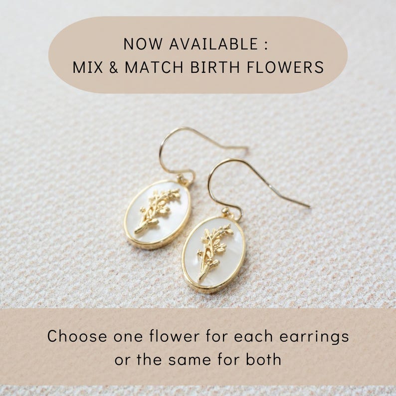 Custom Birth Month Flower Earrings, Personalized Birthflower Earrings, Dainty Gold Earrings, Simple Flower Earrings, Gift for Her image 10