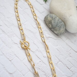 Thick Link Necklace, Paperclip Chain Necklace, Chunky Necklace, Layering Necklace, Toggle Necklace- The Avery Necklace bild 2
