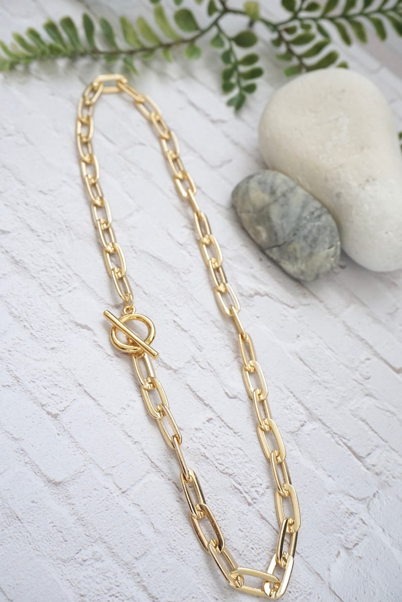 Thick Link Necklace, Paperclip Chain Necklace, Chunky Necklace, Layering Necklace, Toggle Necklace- The Avery Necklace bild 2