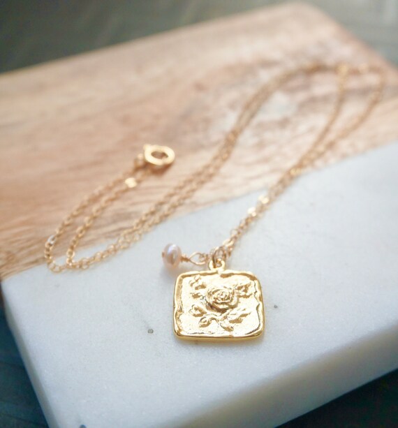 Rose Coin Necklace Gold Necklace Square 