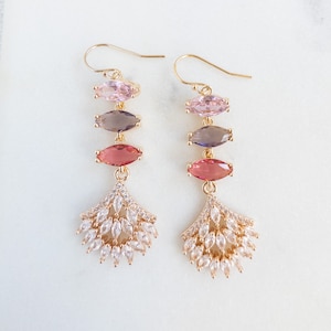 Gold Purple Magenta Glam Earrings