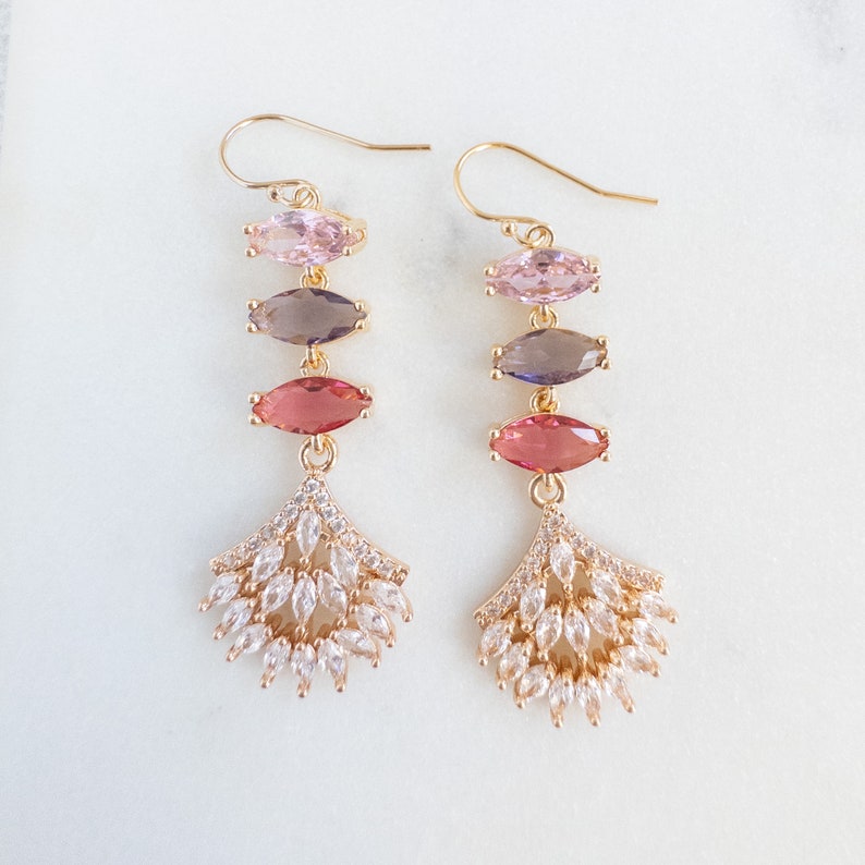 Gold Purple Magenta Glam Earrings