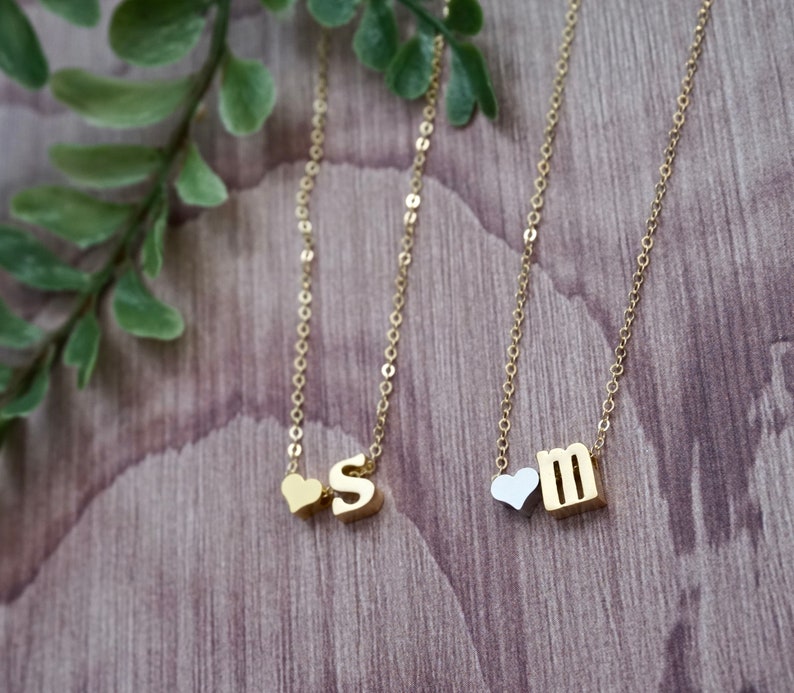 Personalized Initial Necklace Dainty Gold Necklace Etsy