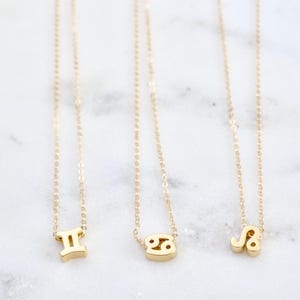 Dainty Gold Zodiac Necklace Custom Zodiac Charm Necklace Personalized Horoscope Necklace Gift for Teen Girls Constellation
