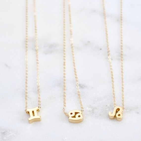 Dainty Gold Zodiac Necklace Custom Zodiac Charm Necklace Personalized Horoscope Necklace Gift for Teen Girls Constellation