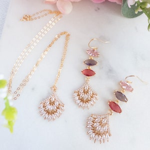 Pink Purple Prom jewelry set