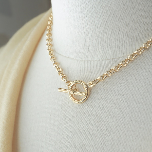 The Rolo Necklace - Gold Toggle Necklace, Rolo Chain Necklace, Layering Necklace, Chunky Jewelry, Round Link Necklace, Chunky Necklace