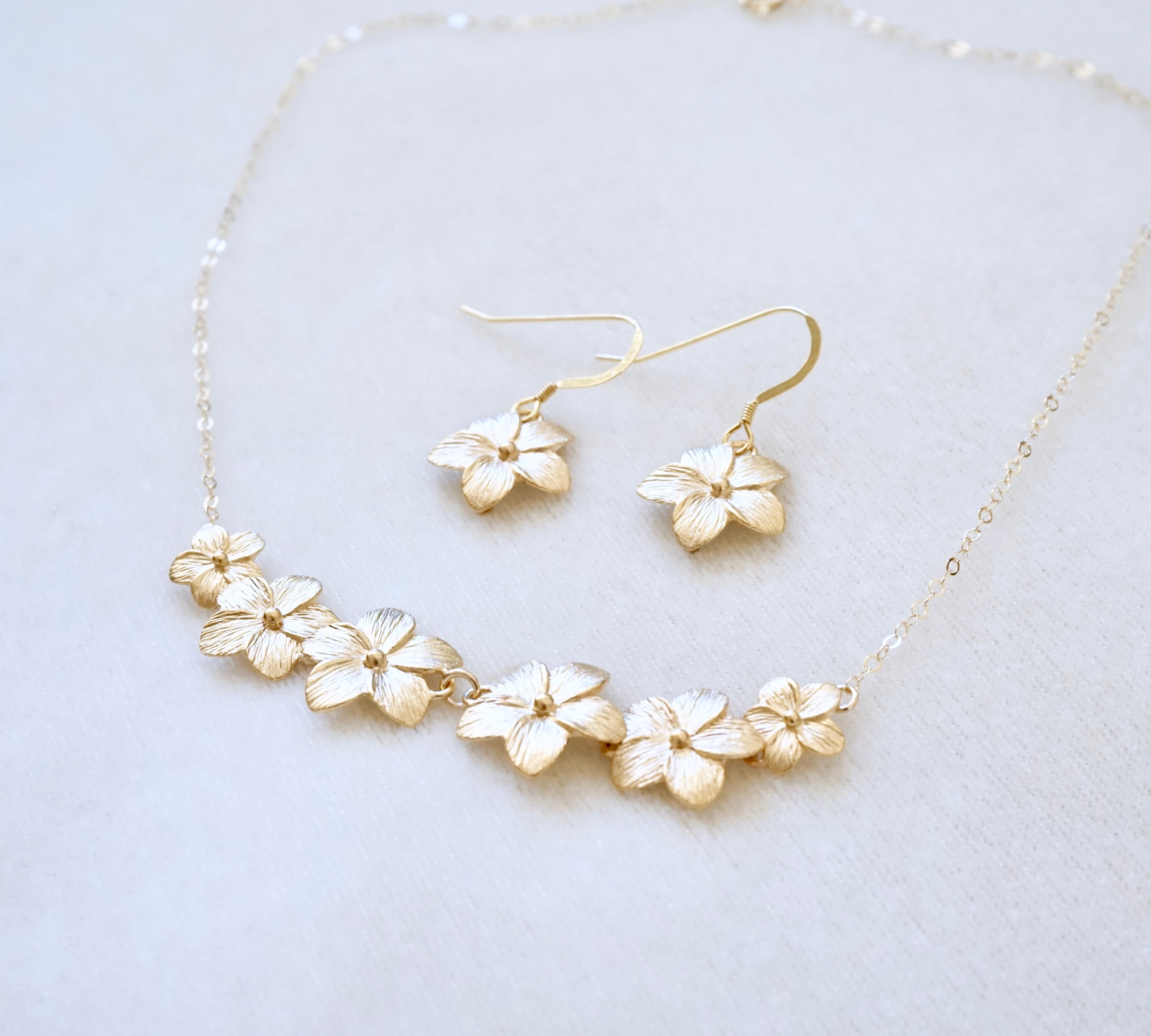 Gold Plumeria Flower Lei Jewelry Set Plumeria Necklace | Etsy