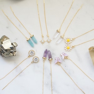 Opal Threader Earrings, Long Gold Earrings, Chain Earrings, Dainty Earrings, Long Earrings, Dangly Earrings, Opal Earrings image 9